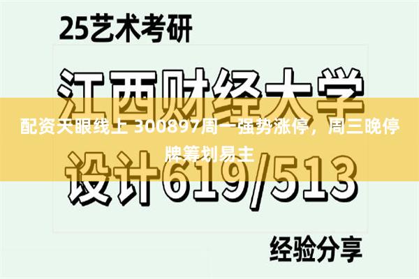 配资天眼线上 300897周一强势涨停，周三晚停牌筹划易主
