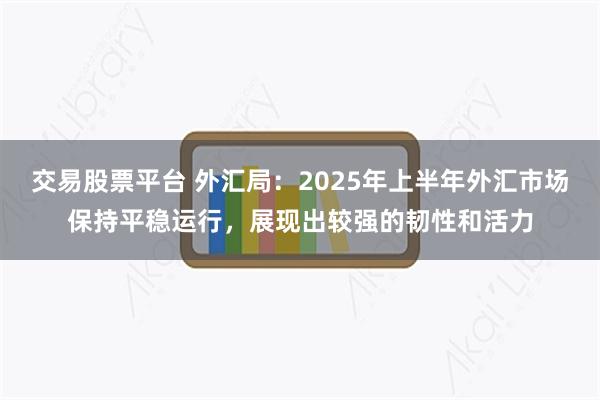 交易股票平台 外汇局：2025年上半年外汇市场保持平稳运行，展现出较强的韧性和活力